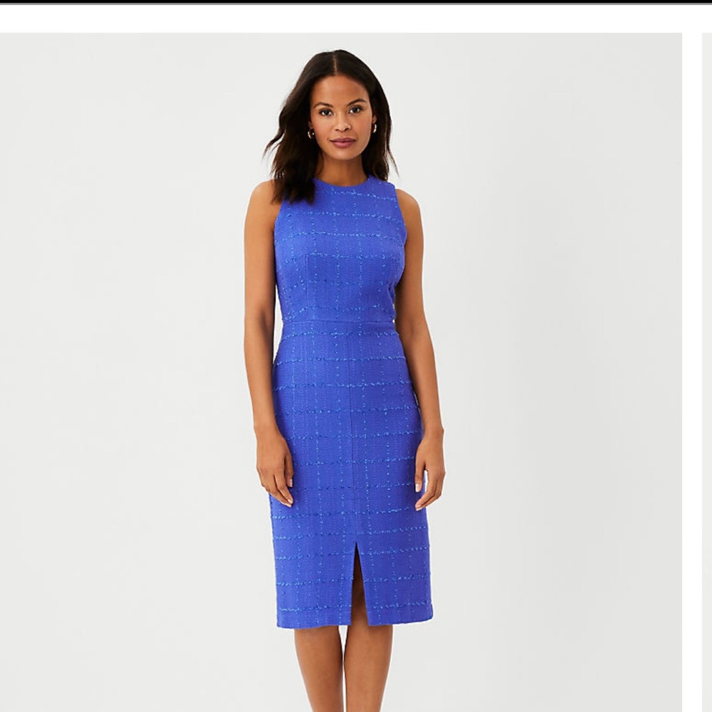 Ann Taylor Tweed Front Slit Sheath Dress Sz 12